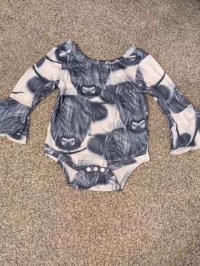 Black and White Highland Cow Baby Bodysuit